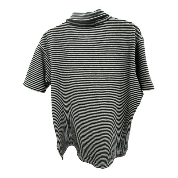 Vintage Polo Ralph Lauren Men's L Black Gray Striped Polo Shirt Short Sleeve - Picture 4 of 4